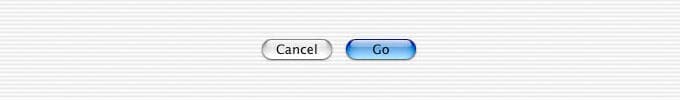 Ein MacOS X Jaguar-Screenshot (ein OK-Button und ein Abbrechen-Button)