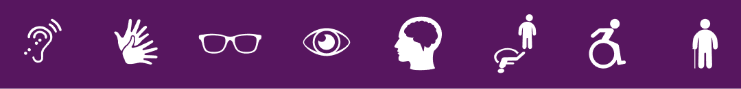 Different types of disabilities visualised by icons.
