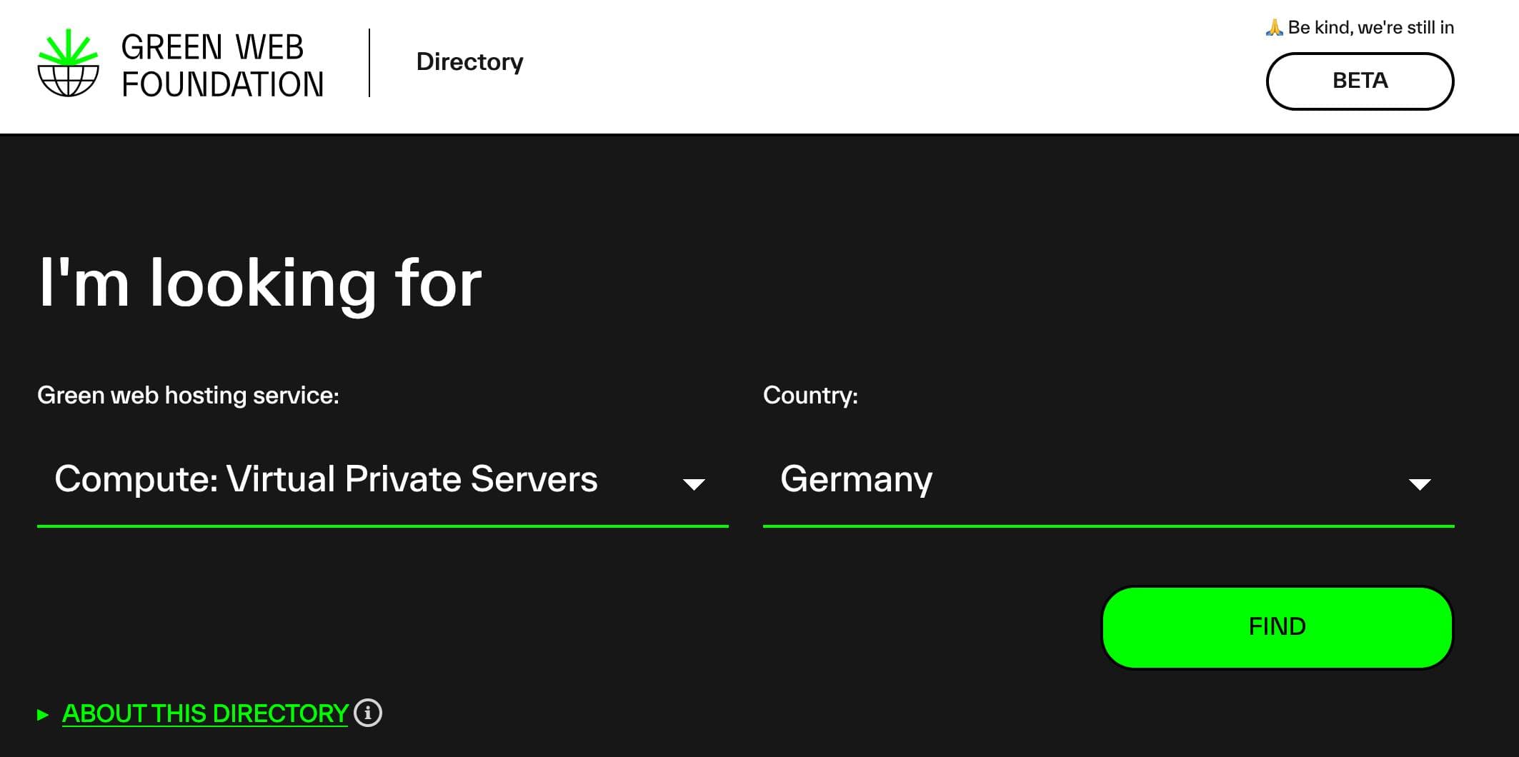 Screenshot:Green Web Directory